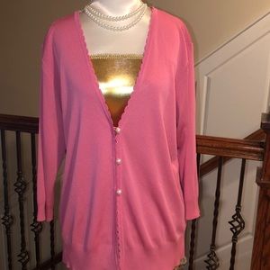 Pink Exclusively Misook Cardigan